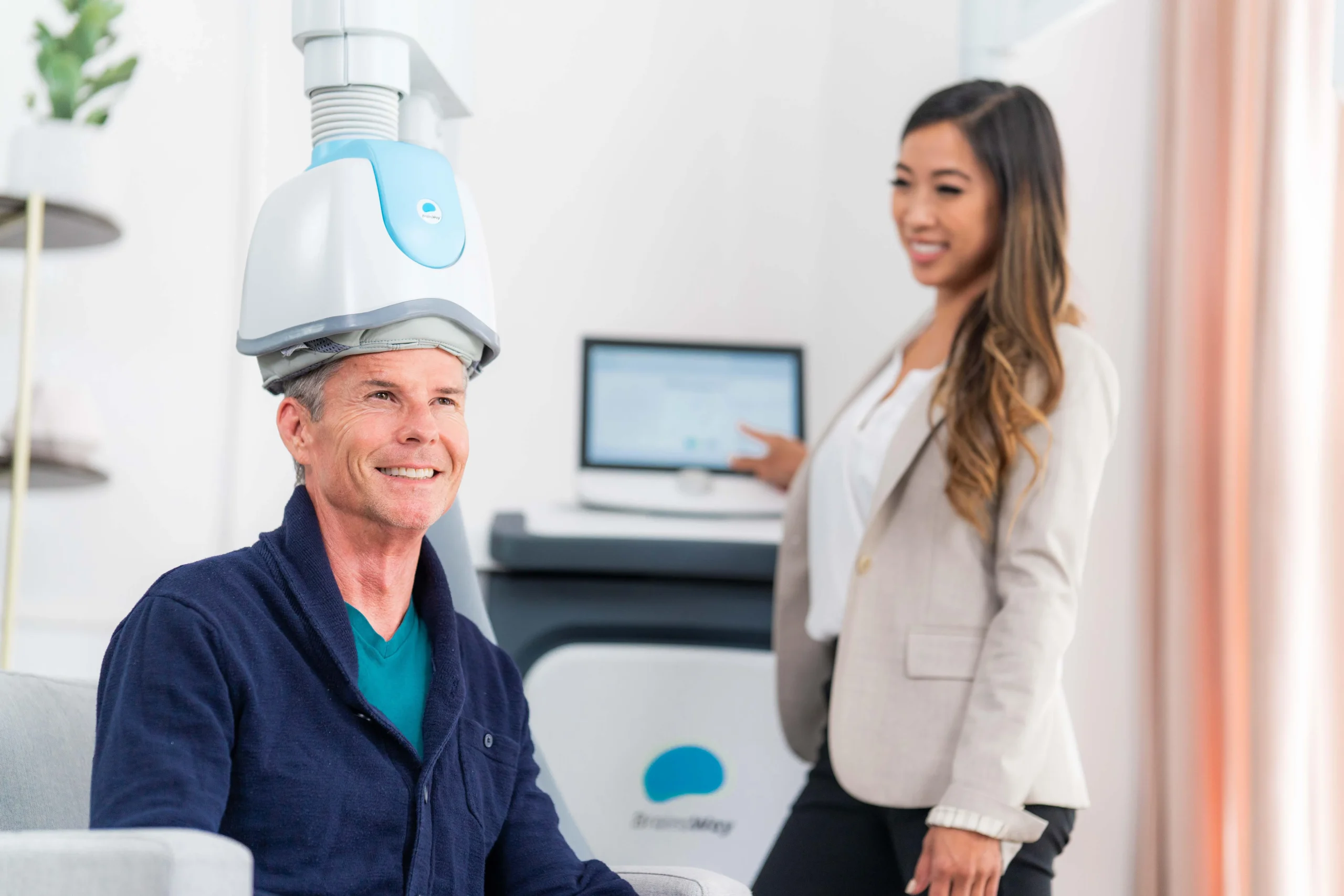 man undergoing TMS therapy